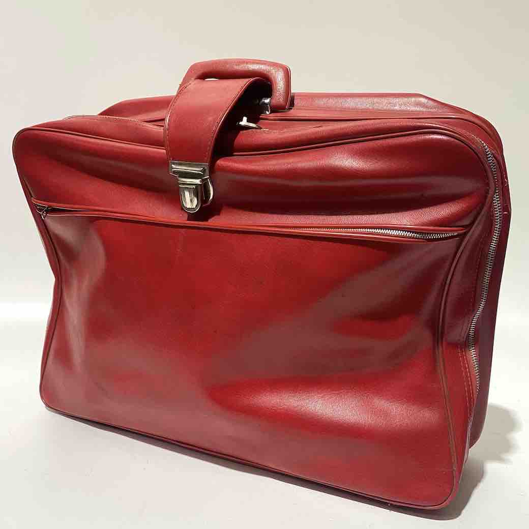 BAG, Retro Red Vinyl Suitcase - Medium 